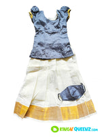 Long Skirt Kerala Silk Blouse for Kids