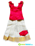 Long Skirt Kerala Silk Blouse for Kids